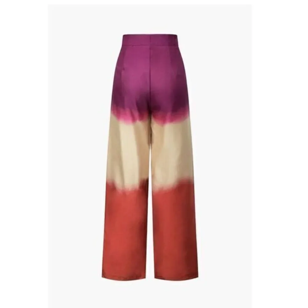 Micas Vibrant Ombre Wide Leg Tie Dye Wide Leg Satin Trousers Size‎ Large - Picture 7 of 10
